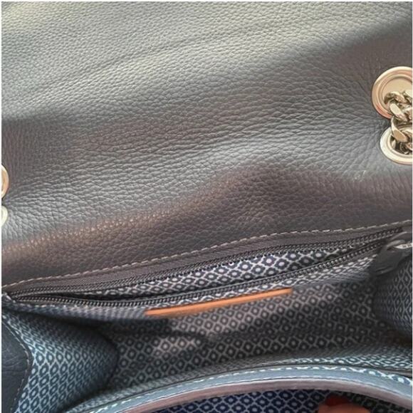 Brighton Mini Flap Crossbody Bag Deep Blue Silver Chain Medallion Compact OS - Picture 5 of 8